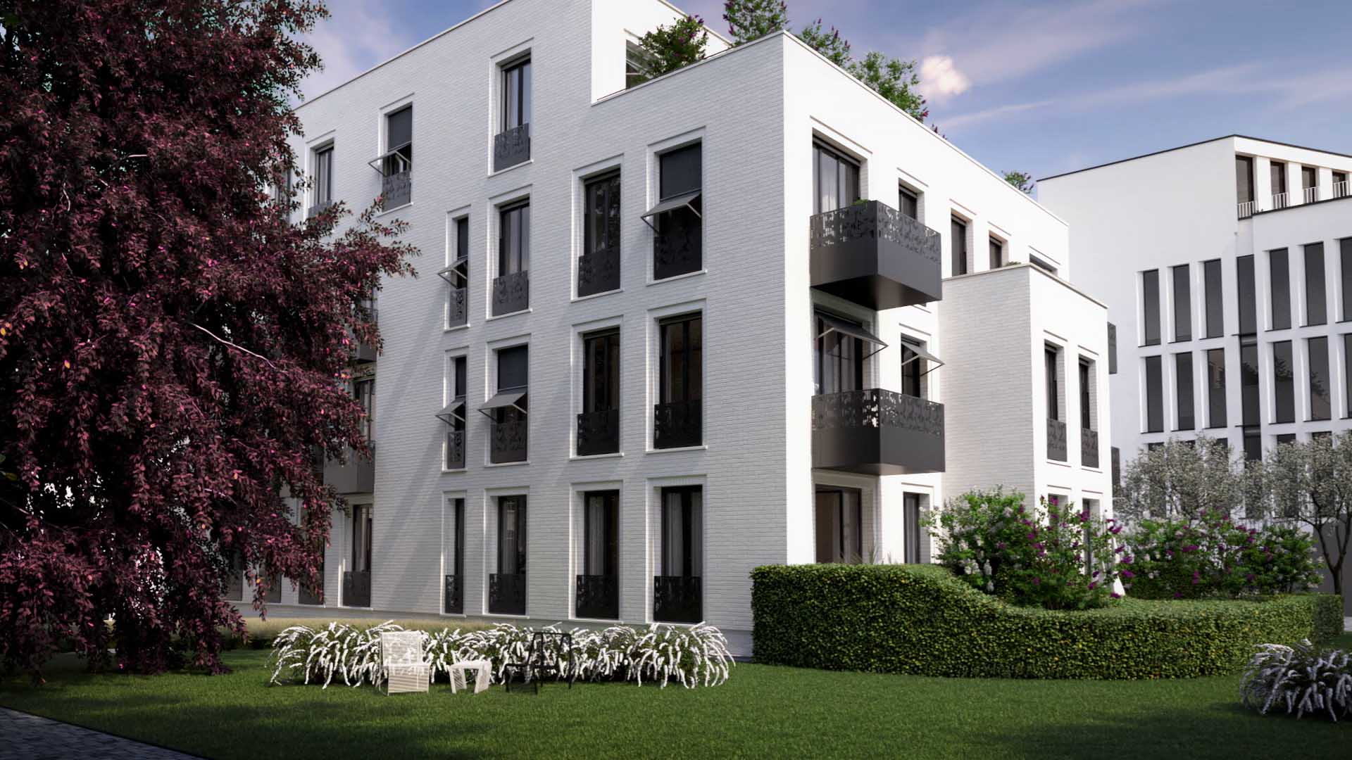 Visualisierung der Gartenseite der SOPHIE – Garden Suite