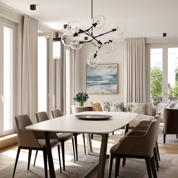 Innenvisualisierung eines Esszimmers in der Sophie
