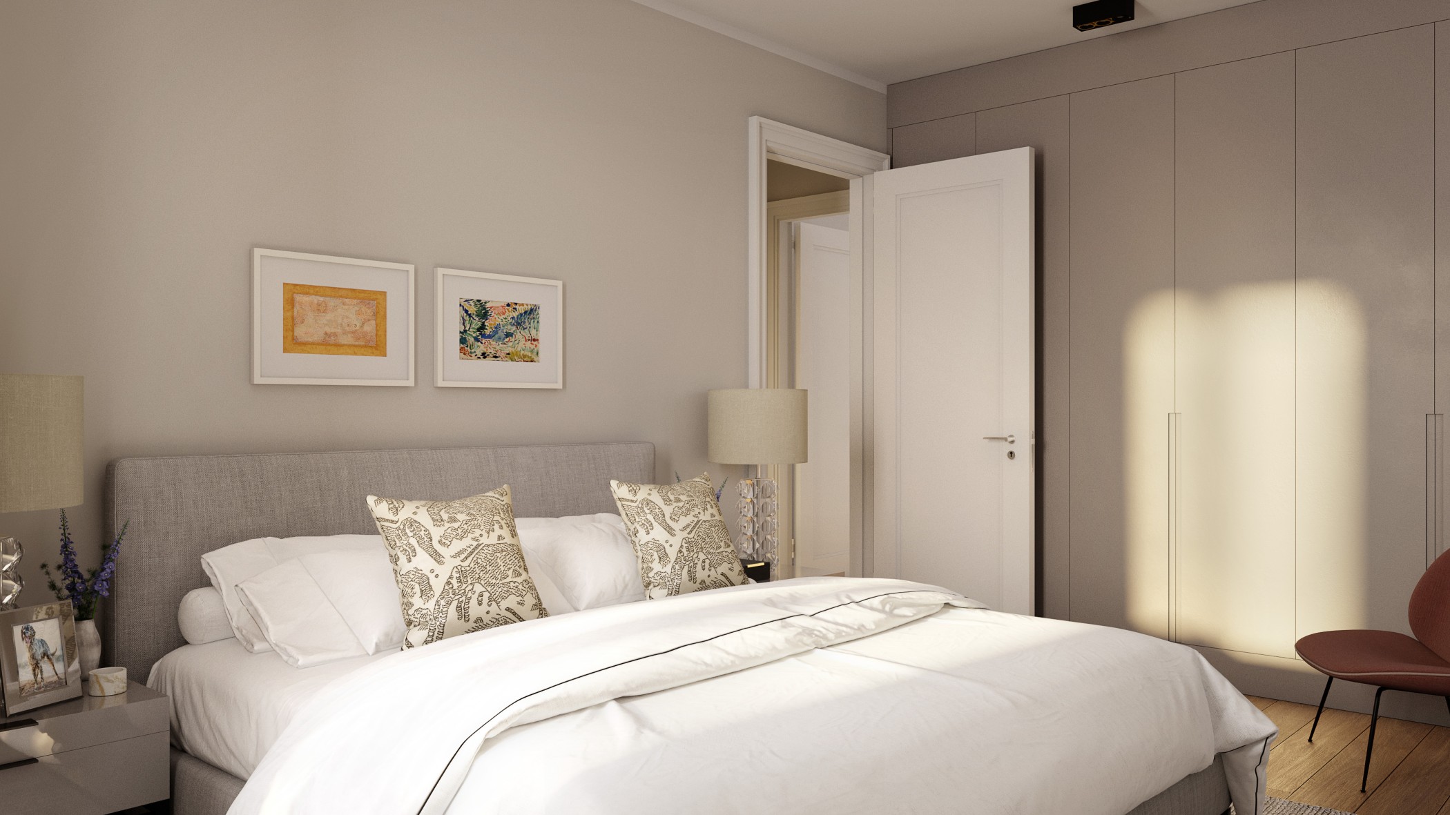 Visualisation of a furnished bedroom at SOPHIE