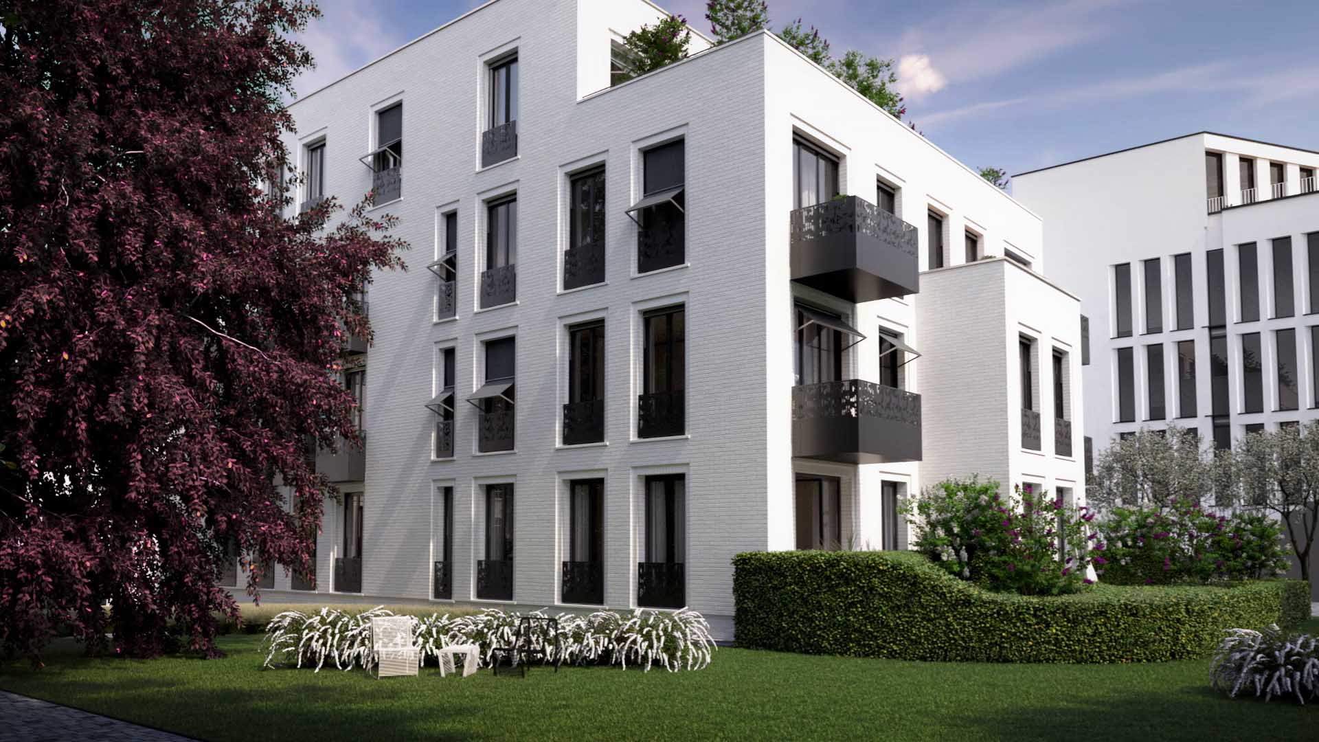 Visualisierung der Gartenseite der SOPHIE – Garden Suite