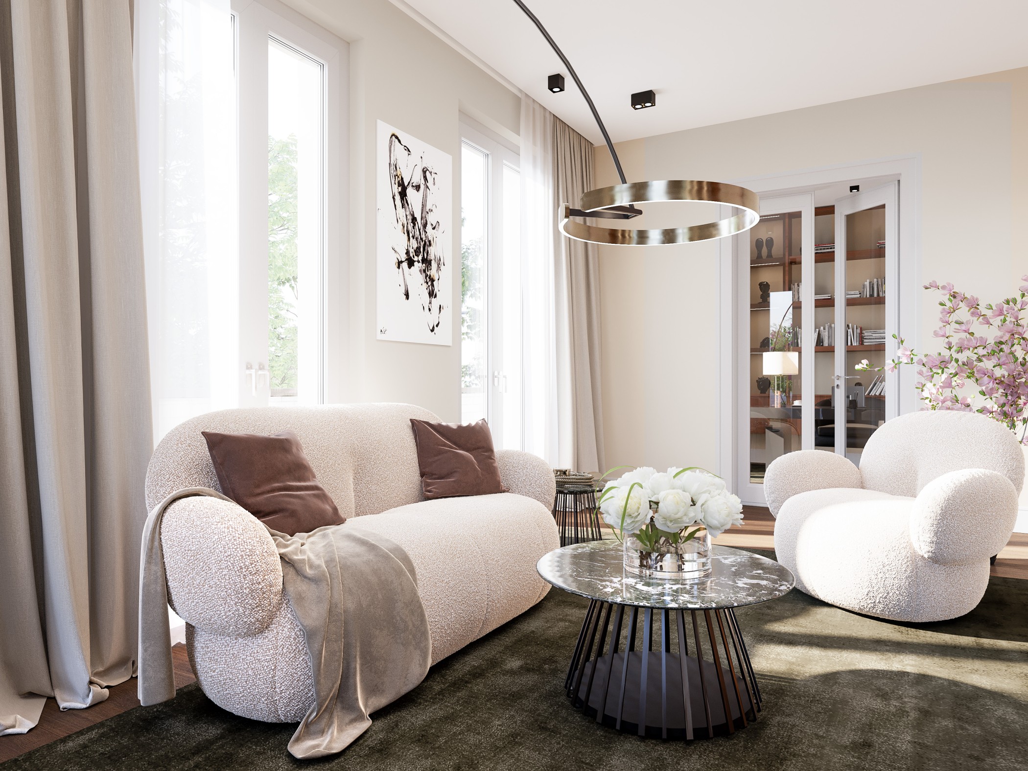 Visualisation of the living area of apartment 31 at SOPHIE