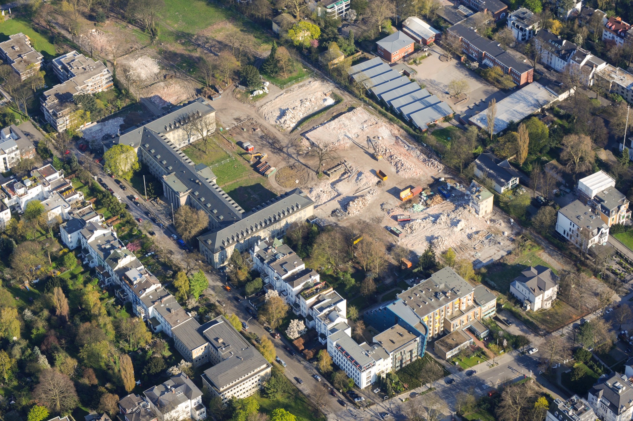Luftbild der Sophienterrassen im bau in Hamburg-Harvestehude.